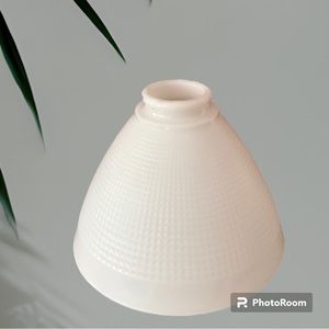 MILK GLASS Torchiere Banquet Lamp SHADE Waffle